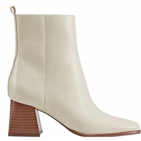 Marc Fisher Size 11 Ivory Leather Boots Block Heel - Picture 1 of 9